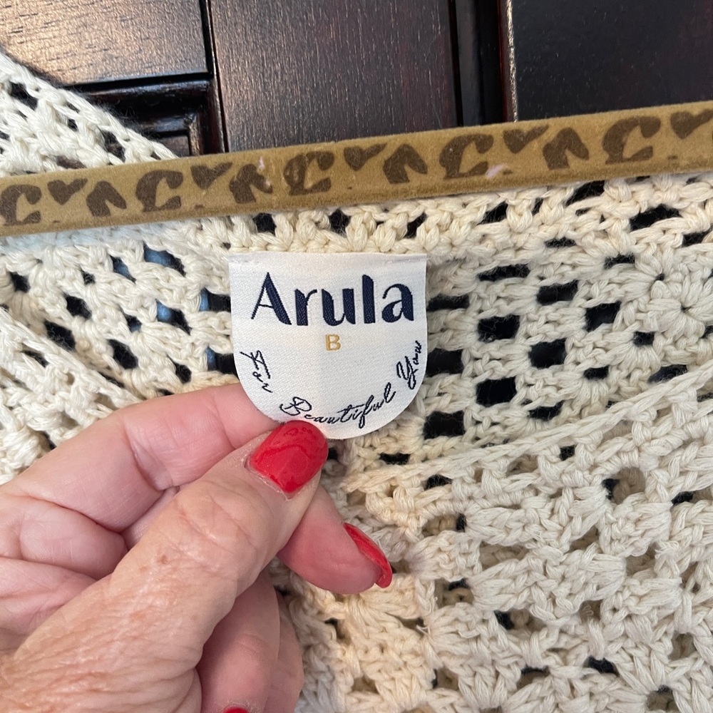 ARULA Beige Crochet Knit Sweater